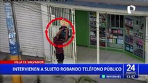 VES: Captan a sujeto intentando robar un teléfono público con un cuchillo