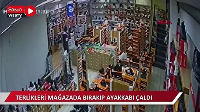 Mağazada terliği bırakıp, ayakkabıyı çaldı 