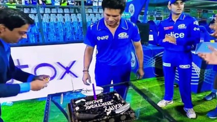 Sachin Tendulkar Celebrating his Birthday during Live Match between MI vs PBKS IPL 2023 at Wankhede