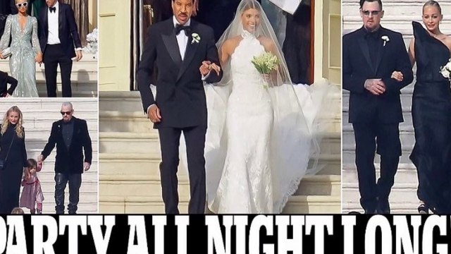 Here comes the bride! Sofia Richie is walked down the aisle by father Lionel during lavish wedding ceremony to music executive Elliot Grainge in France as they continue the festivities that will surely have them dancing all night long
