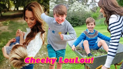 Prince Louis beamed with happiness as his mother pushed him in a wheelbarrow