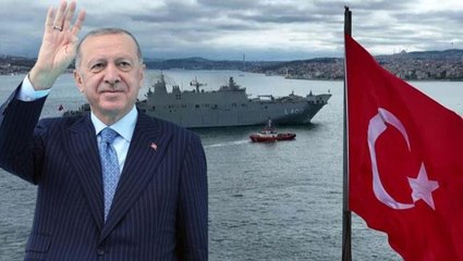 TCG Anadolu demir aldı! Boğaz'dan geçerek 21 pare top atışıyla Cumhurbaşkanı Erdoğan'ı selamladı