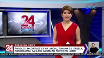 Magnitude 5.6 na lindol, tumama sa Isabela; Naramdaman sa ilang bahagi ng Northern Luzon — Phivolcs | 24 Oras Weekend