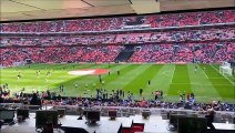 Watch as Brighton and Hove Albion fans welcome the team onto the pitch ahead of their FA Cup semi-final against Manchester United