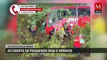 Accidente de camión de pasajeros en la autopista Cancún-Mérida deja 6 heridos