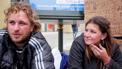 Gino and Erica Two Love- Birds are homeless in Los Angeles sleeping on Hollywood Blvd.