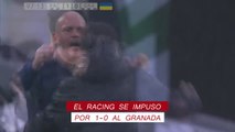 El choque de manos y el abrazo de la polémica del árbitro del Racing-granada con un jugador local