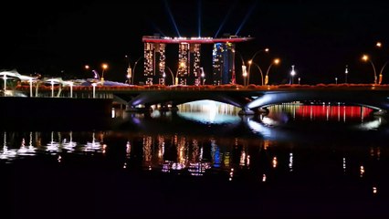 Night View Of Singapore 4k Hd video with Calm Music