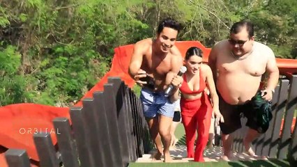 daiana, Emilio, orbital se lanzan de tobogán,