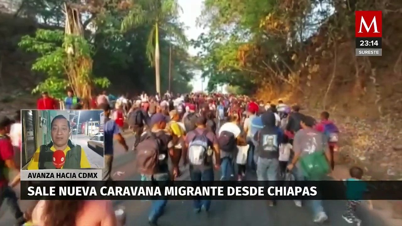 Caravana migrante pausa recorrido en Chiapas pa...