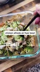 Chicken Alfredo Air Fryer Bowl, Easymeal, Keto, Lowcarb, Weightloss, Fyp