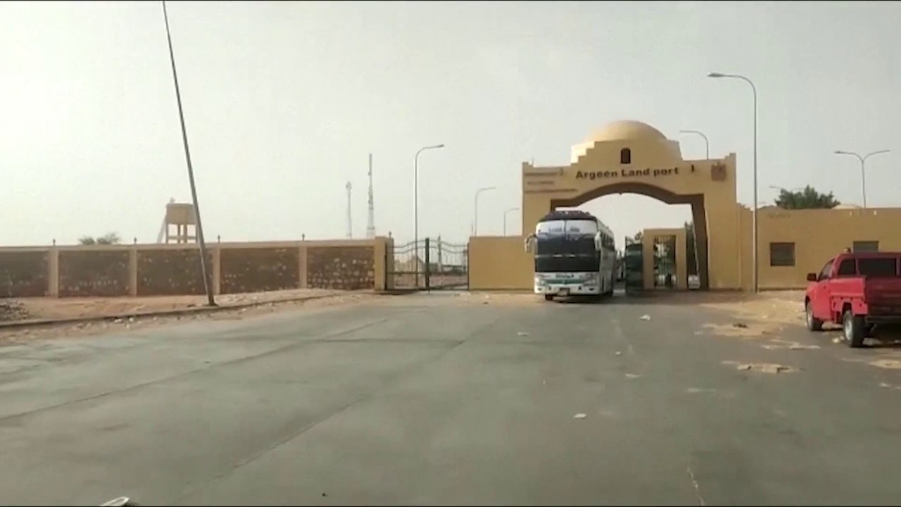 حافلات إجلاء من #السودان تعبر الحدود المصرية #العربية  #الخرطوم