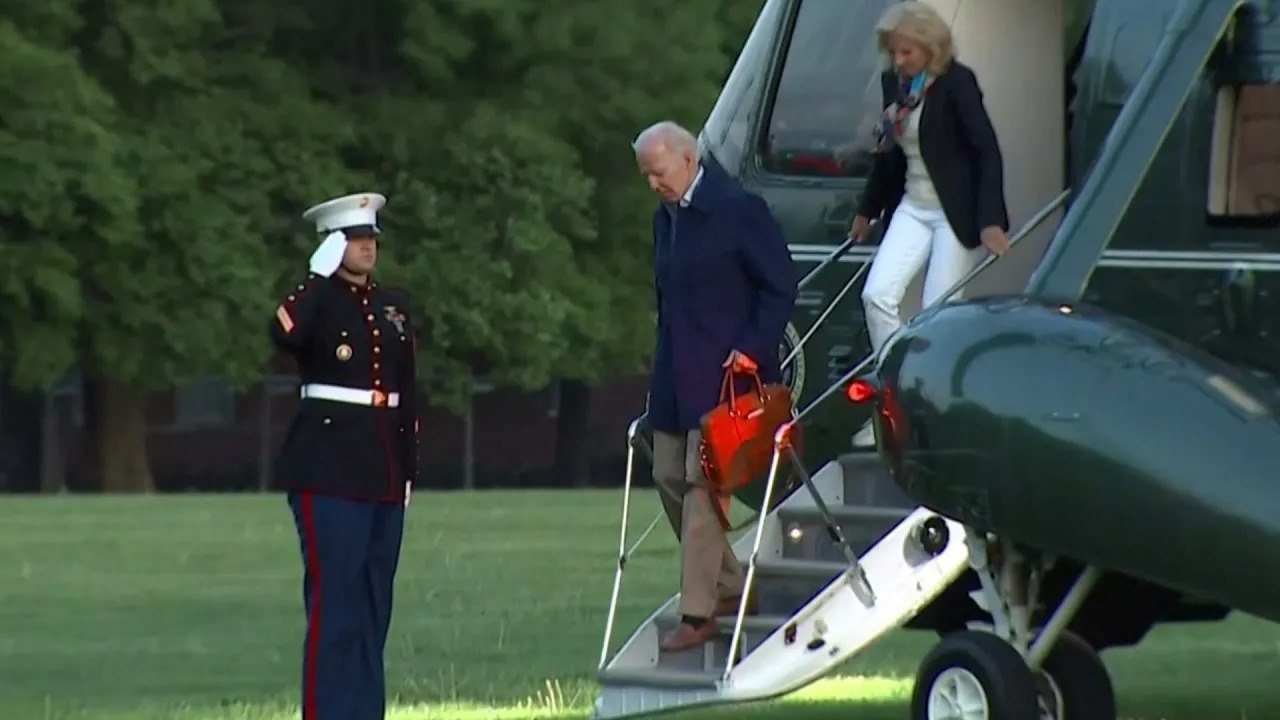 U S  President Joe Biden and First Lady Dr Jill Biden returned to Washington Sunday
