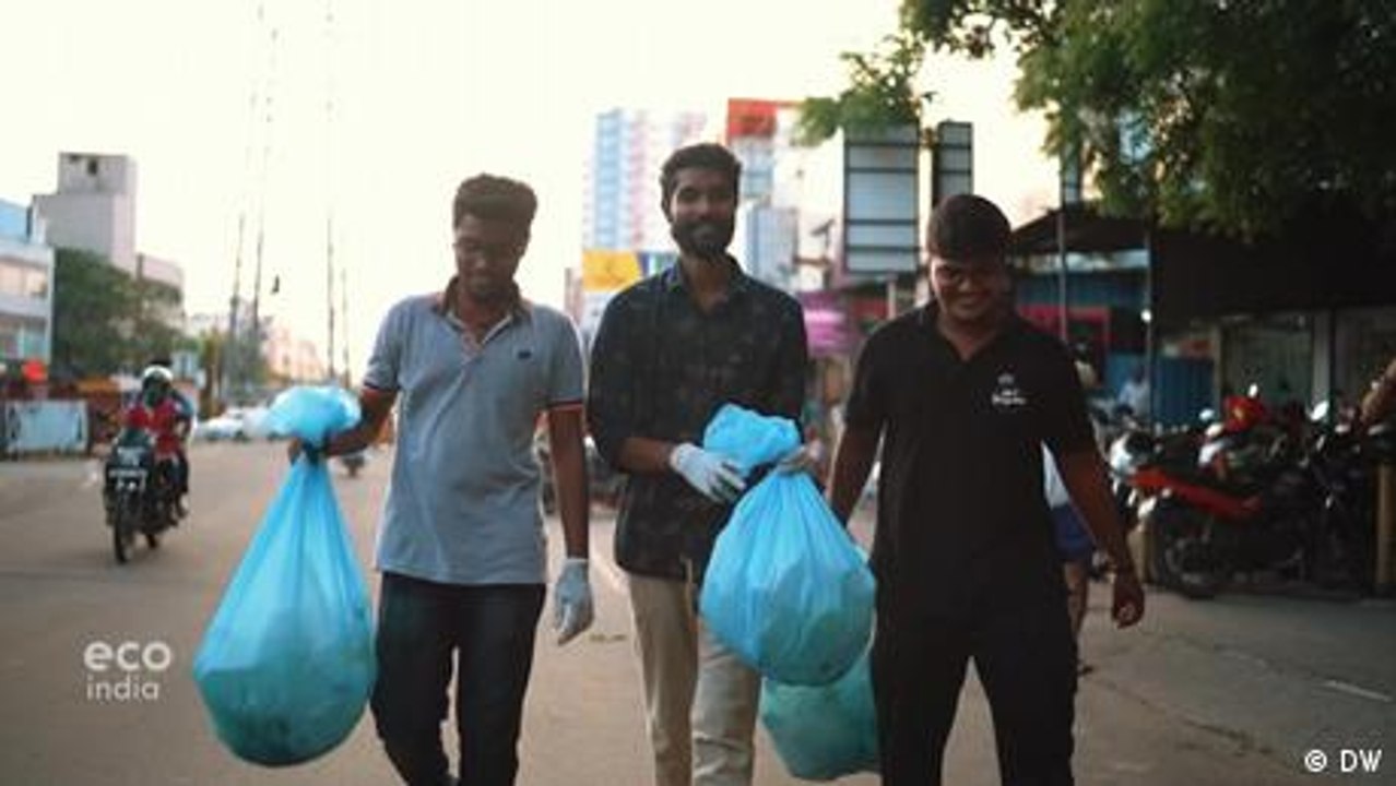 Citizens walking the streets for waste