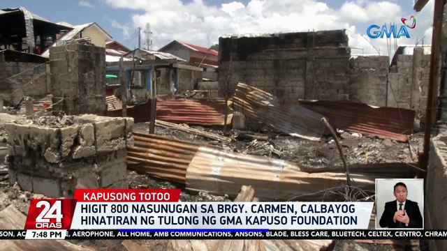 Higit 800 nasunugan sa Brgy. Carmen, Calbayog City, hinatiran ng tulong ng GMA Kapuso Foundation | 24 Oras