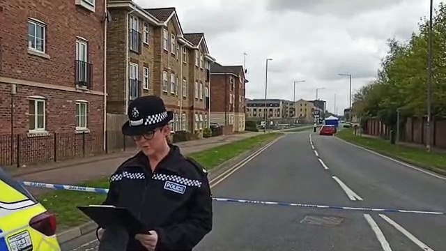 Superintendent Rachael Handford speaks at the scene in Northampton where a 19-year-old was fatally stabbed