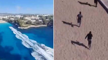 Watch: Speedboat-driving drugs traffickers flee police before chase through holiday resort