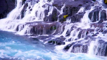 1-Hour Turquoise Mountain River and Waterfalls Video: Serene Nature Scenes in Iceland