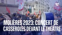 Molières 2023: concert de casseroles devant le Théâtre de Paris