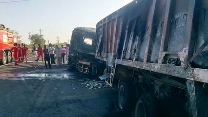 दो वाहनों में जबरदस्त ​भिंड़ंत, तीन जने जिंदा जले