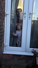 Toddler Helps Clean the Windows