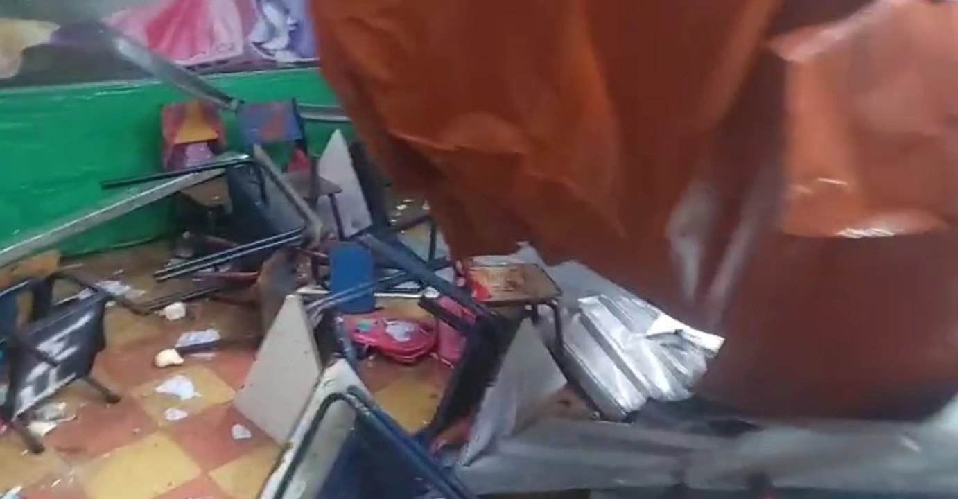 Lluvias provocan daños en la estructura de una escuela e Chiquimula