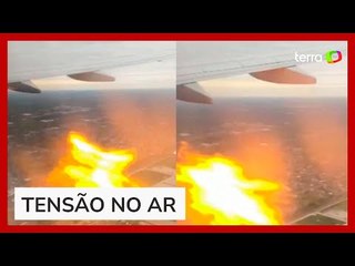 Motor de avião pega fogo após aparente colisão com pássaros nos EUA