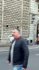 Street Mime Imitates People Walking By