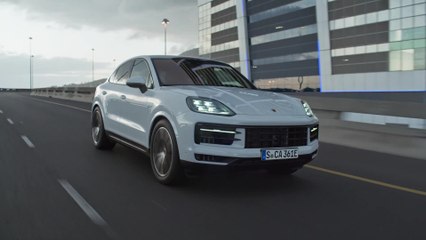 The new Porsche Cayenne E-Hybrid Coupe Driving Video