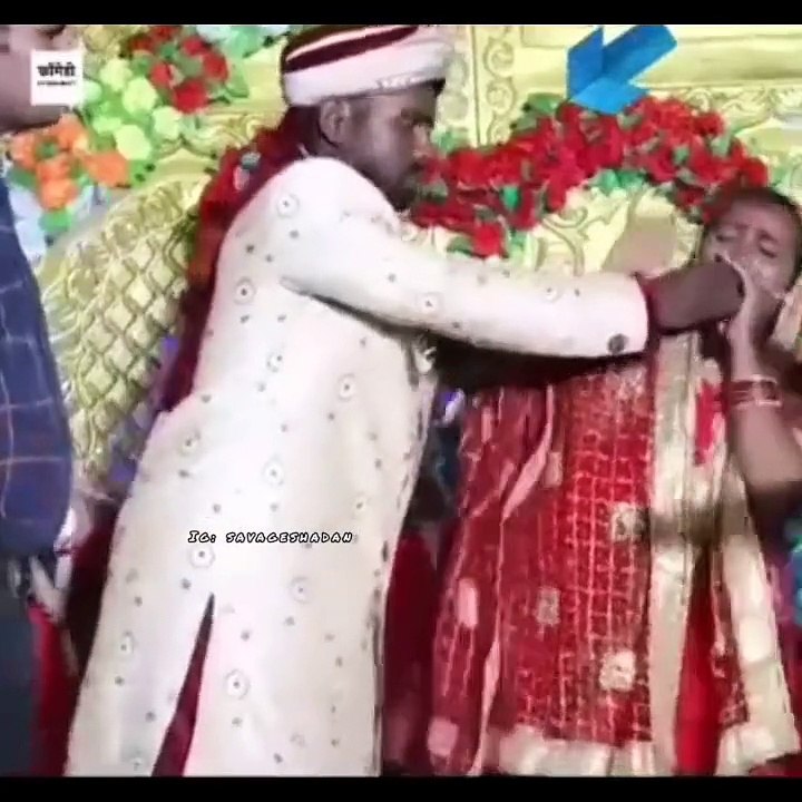 A fight between groom and bridle during wedding