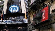 Atacan las sedes nacionales de PSOE y PP en Madrid con pintura negra