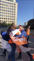 Van driver tries to move Just Stop Oil protesters