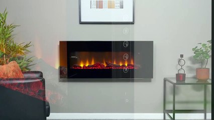 Sureflame WM-9331 Electric Wall Mounted Fire with Remote in Black