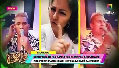 Rodrigo Gonzlez Peluchn advierte a esposa de scar del Portal porque conductor le da me gusta a Gabriela Rodrguez reportera de La banda del Chino acusada de infiel