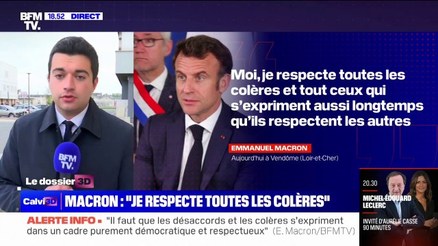 En déplacement à Vendôme, Emmanuel Macron dit respecter toutes les colères