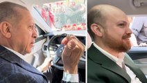 Togg'un içinden çok özel görüntüler! Erdoğan, önünü kesen gence arka koltukta oturan oğlunu böyle tanıttı
