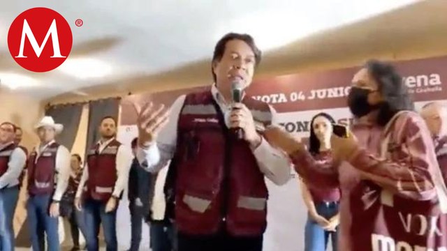 Simpatizante de Mejía increpa a Delgado y Guadiana durante mitin de Morena en Coahuila