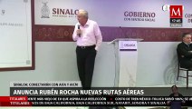Rubén Rocha, anuncia nuevas rutas aéreas desde Mazatlán y Culiacán