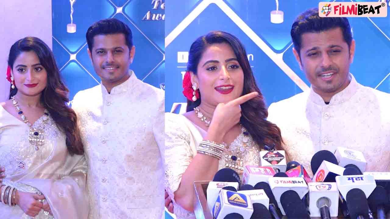 Neil Bhatt and Aishwarya Sharma Bhatt Twinning in White at Indian Telly Award 2023