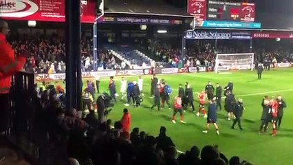 Luton Town celebrate beating Middlesbrough