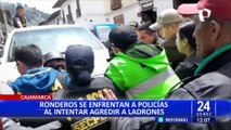 Cajamarca: ronderos se enfrentan a policía para sancionar a presuntos ladrones de moto