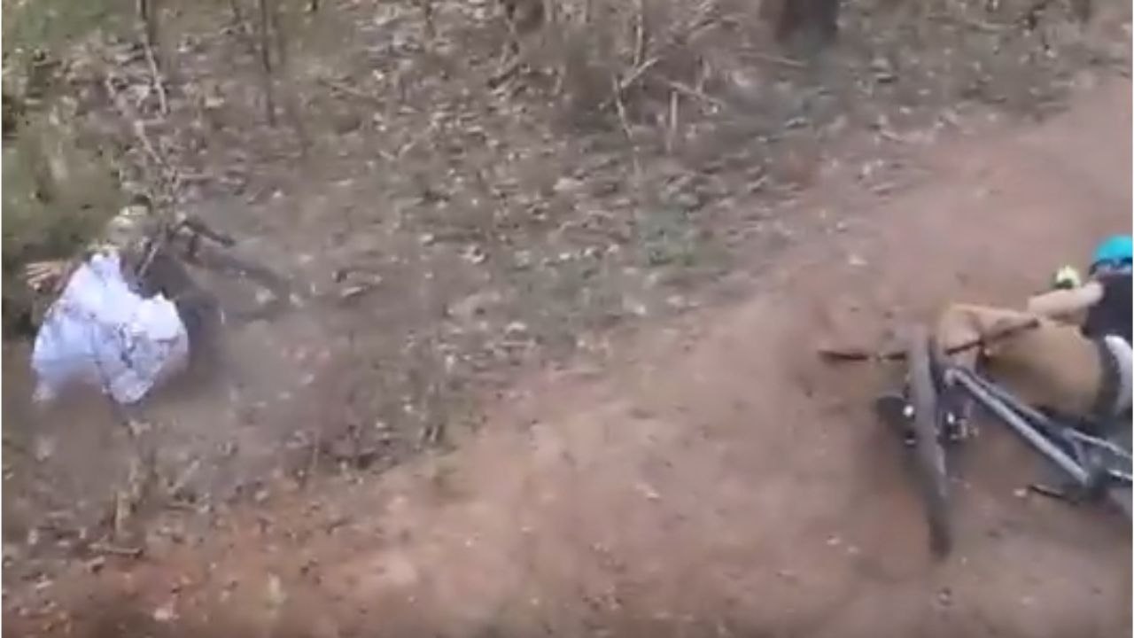 Biker accidentally takes out friend after last-second change of plans