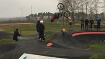 Biker's backflip attempt on a pump track hilariously backfires