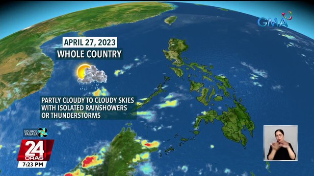 Asahan ang bahagyang maulap na kalangitan sa halos buong bansa sa kabila ng mainit na panahon - Weather update today (April 26, 2023) | 24 Oras