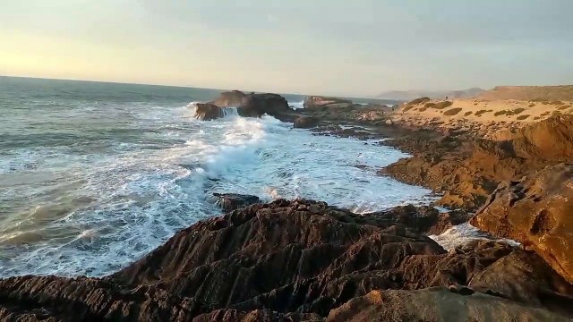 A beautiful view of the sunset, the Sea of ​​Imsouane, the outskirts of the city of Agadir, Morocco
