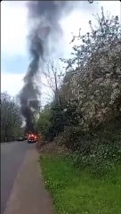 Car on fire crashes into bus in West Vale