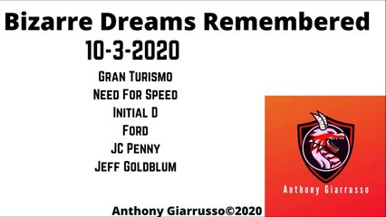Bizarre Dreams Remembered 10-3-2020 Gran Turismo Need For Speed Initial D Ford JC Penny Jeff Godlum