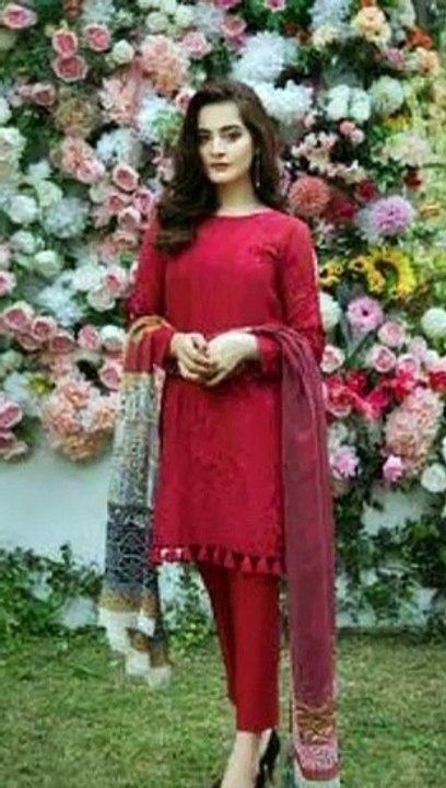 Aiman khan Stylish dress design collection __ latest colour contrast combination