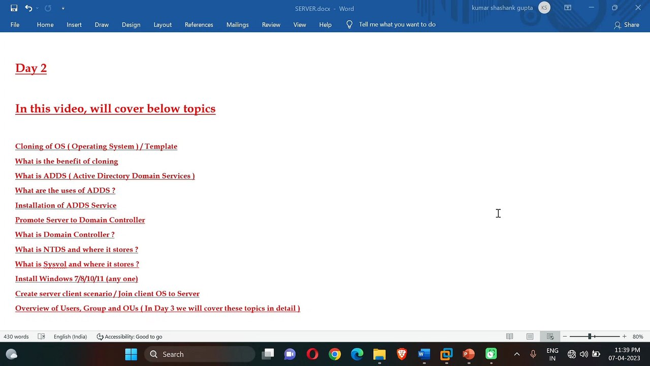 ADDS Installation | How to Install AD | Domain Controller Promotion | In Hindi | Day 2 Part 2/4