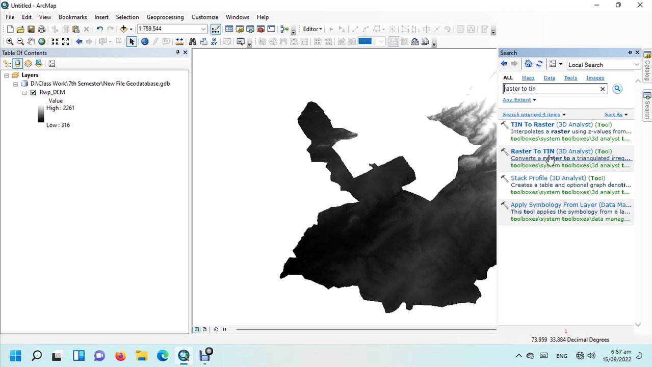 How to convert raster to TIN in ArcGIS